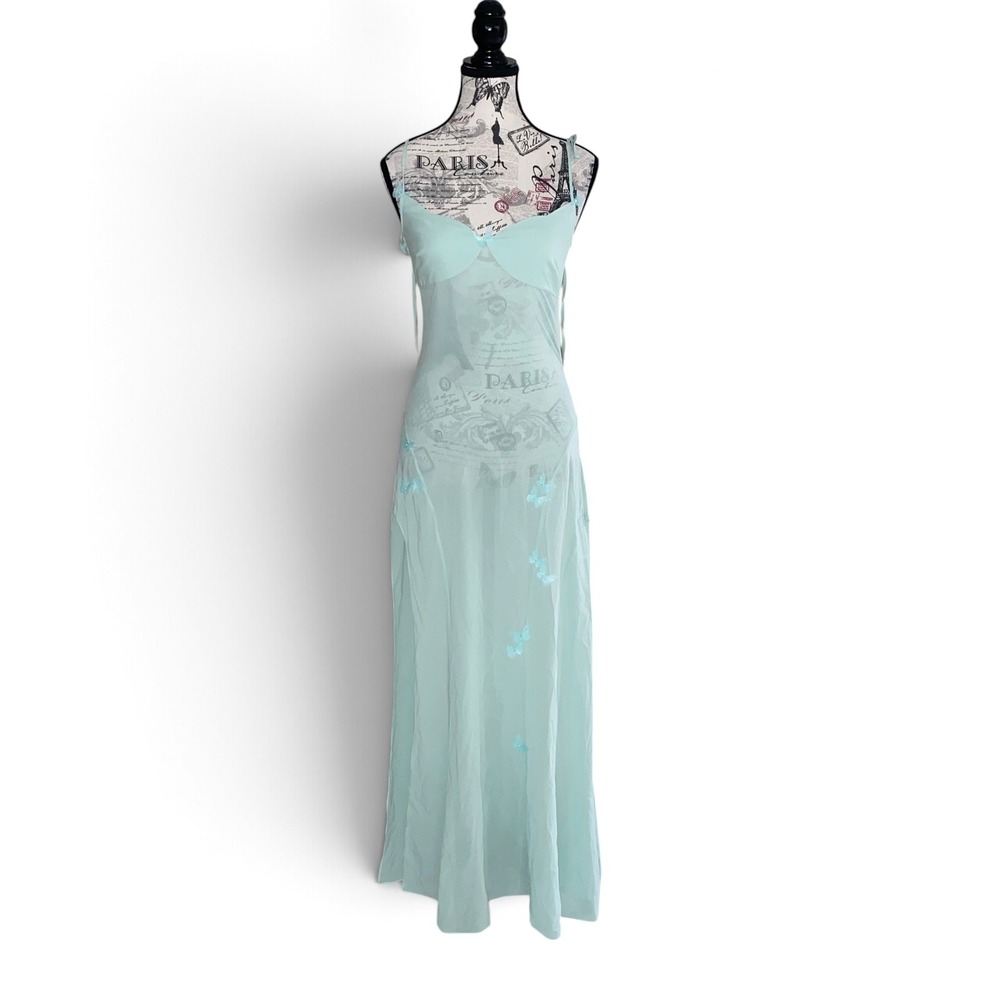 Voight Fairies Dress Womens XS Green Silk Butterfly Maxi Ethereal 2023